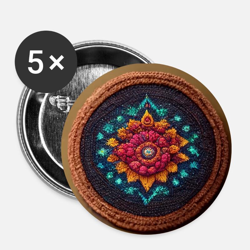 Boho Mandala Abstract - Buttons small 1''/25 mm (5-pack) - white