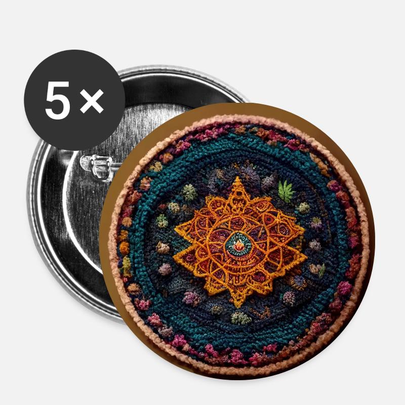Boho Mandala Abstract - Buttons klein 25 mm (5er Pack) - Weiß