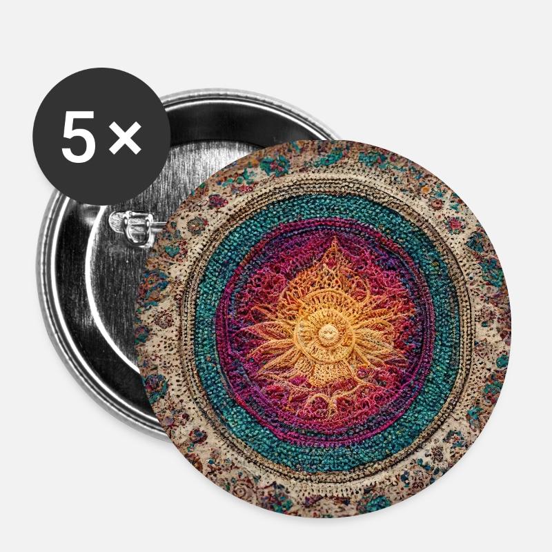 Boho Mandala Abstract - Buttons small 1''/25 mm (5-pack) - white
