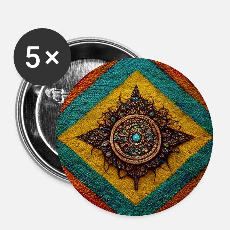 Boho Mandala Abstract - Buttons small 1''/25 mm (5-pack) - white