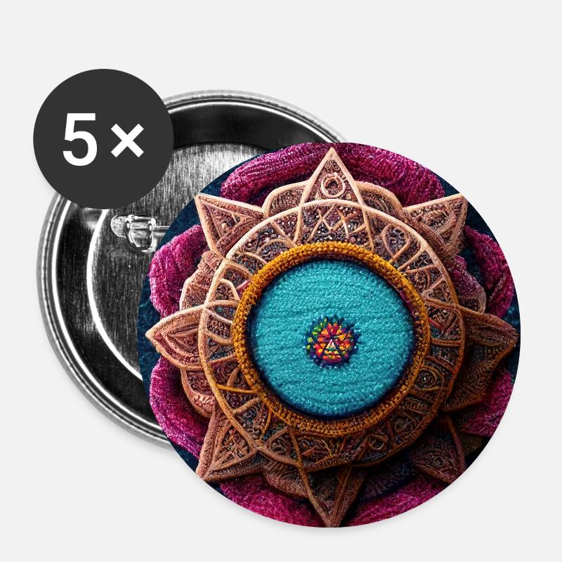 Boho Mandala Abstract - Buttons small 1''/25 mm (5-pack) - white