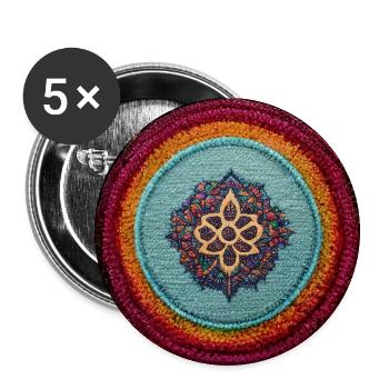 Boho Mandala Abstract - Buttons small 1''/25 mm (5-pack) - white - Front