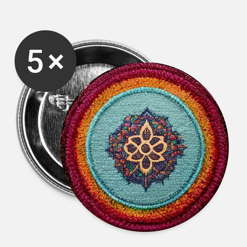 Boho Mandala Abstract - Buttons small 1''/25 mm (5-pack) - white