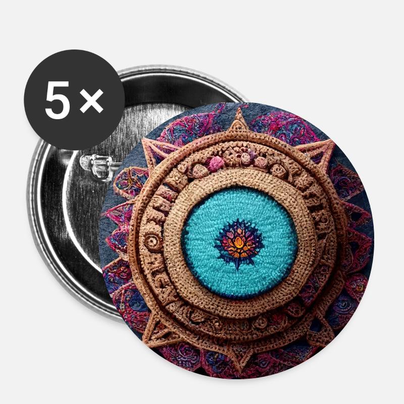 Boho Mandala Abstract - Buttons small 1''/25 mm (5-pack) - white