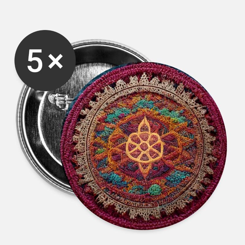 Boho Mandala Résumé - Lot de 5 petits badges (25 mm) - blanc