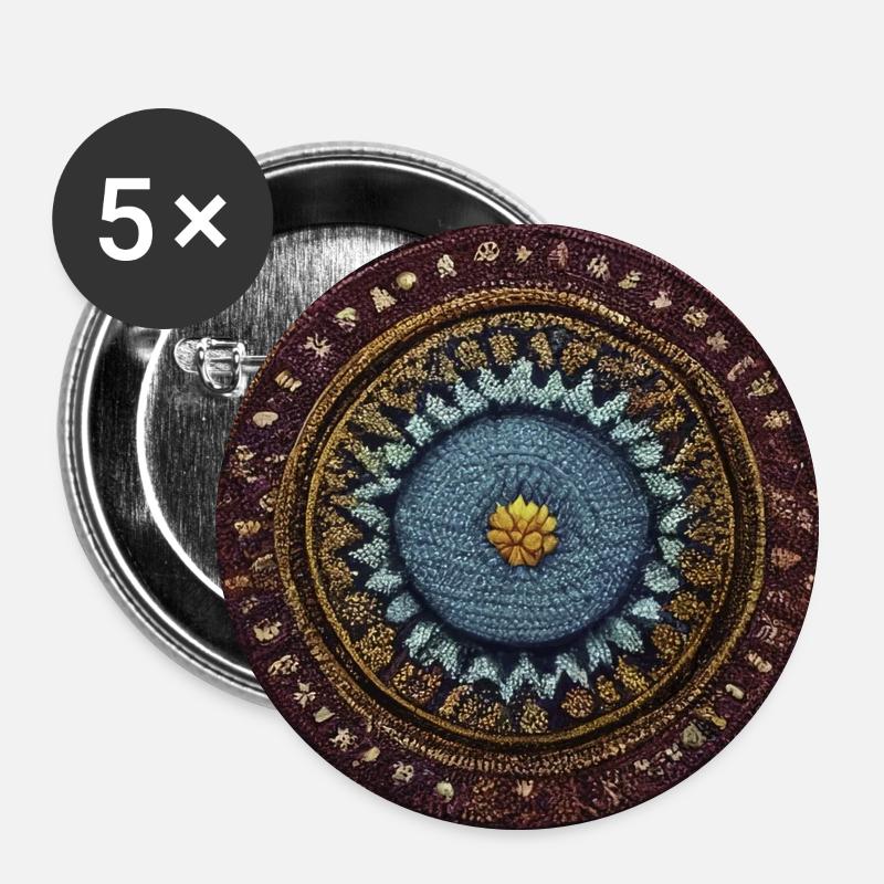 Boho Mandala Abstract - Buttons klein 25 mm (5er Pack) - Weiß