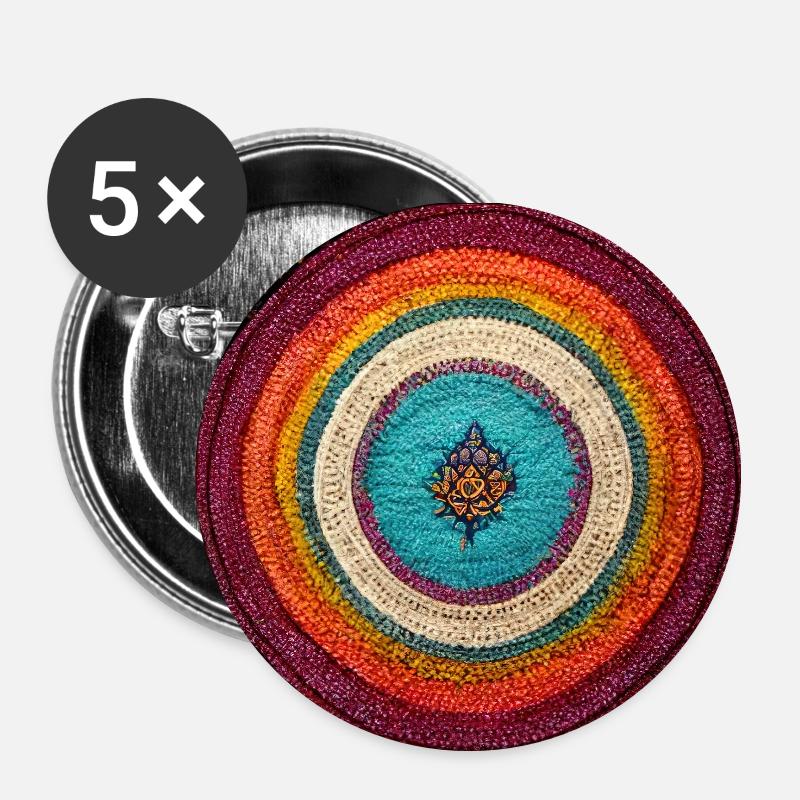 Boho Mandala Abstract - Buttons klein 25 mm (5er Pack) - Weiß