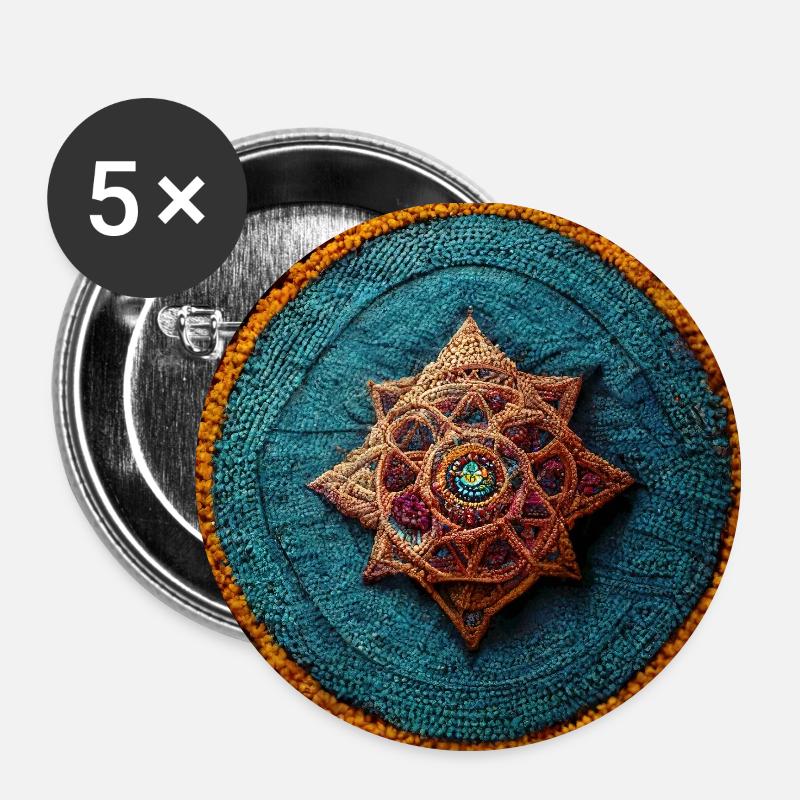 Boho Mandala Abstract - Buttons small 1''/25 mm (5-pack) - white