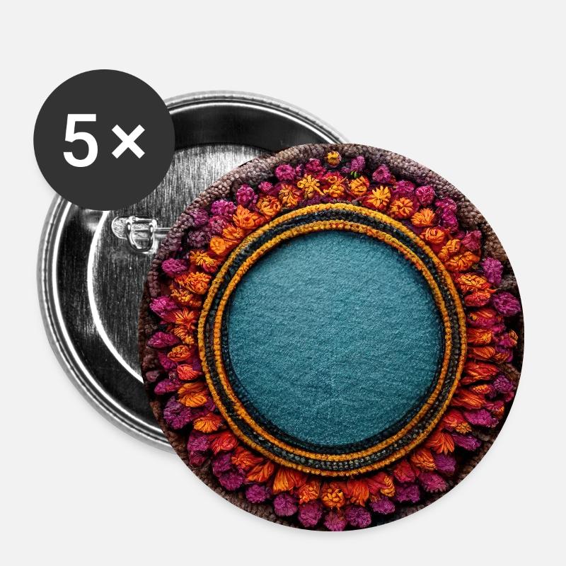 Boho Mandala Abstract - Buttons small 1''/25 mm (5-pack) - white