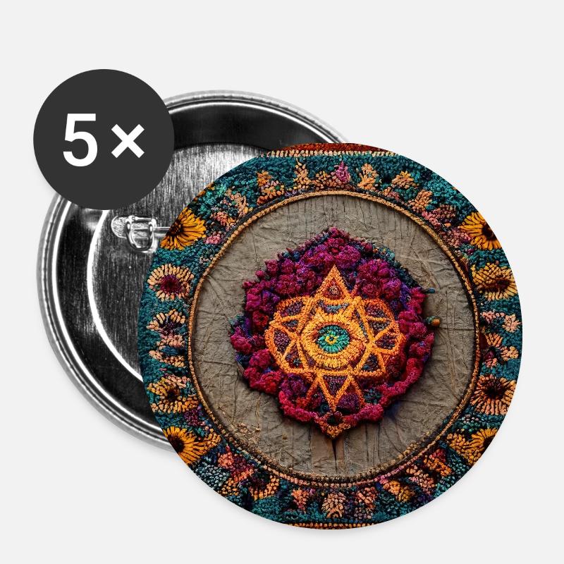 Boho Mandala Abstract - Buttons small 1''/25 mm (5-pack) - white