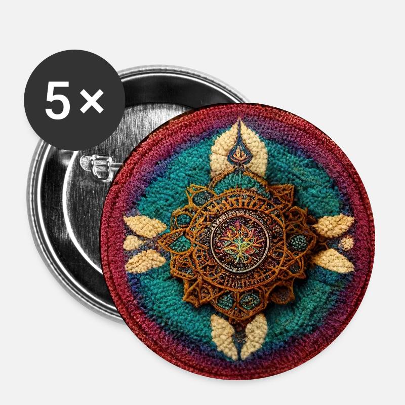 Boho Mandala Abstract - Buttons klein 25 mm (5er Pack) - Weiß