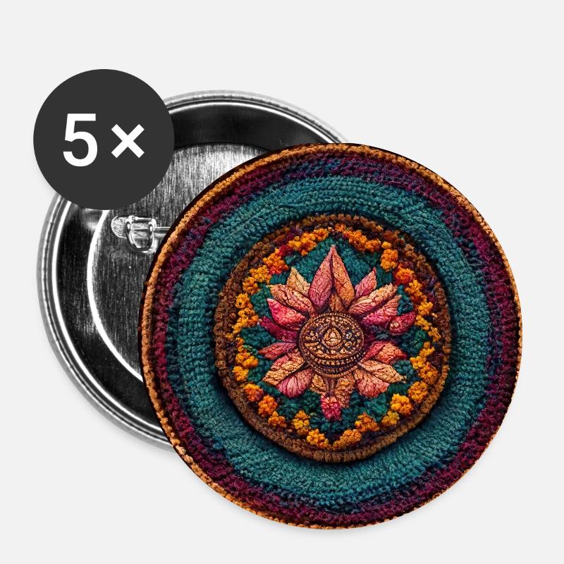 Boho Mandala Abstract - Buttons klein 25 mm (5er Pack) - Weiß