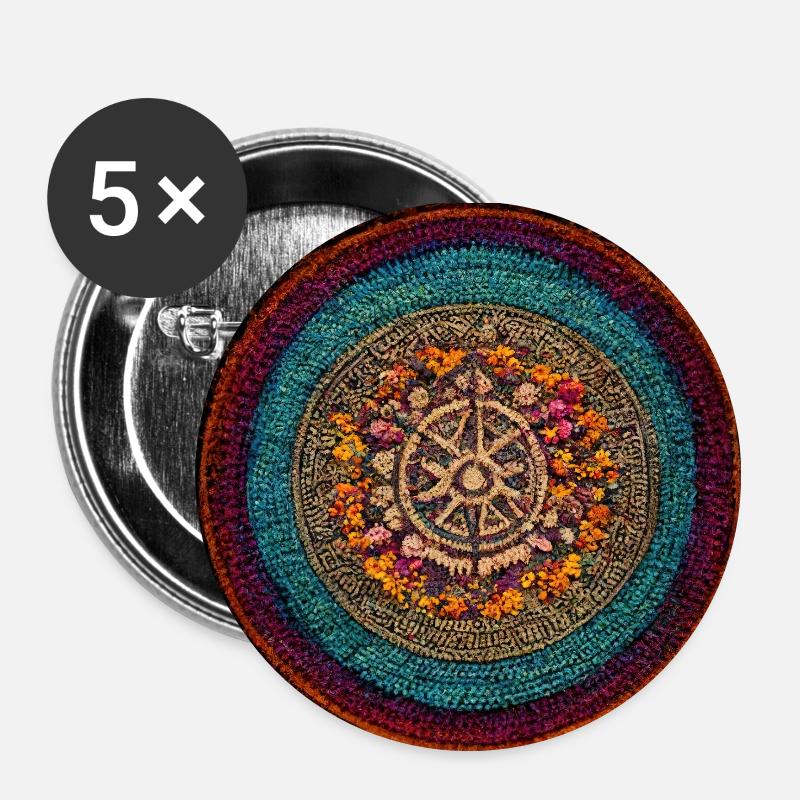 Boho Mandala Abstract - Buttons small 1''/25 mm (5-pack) - white