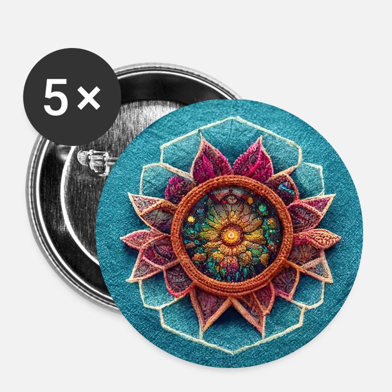 Boho Mandala Résumé - Lot de 5 petits badges (25 mm) - blanc
