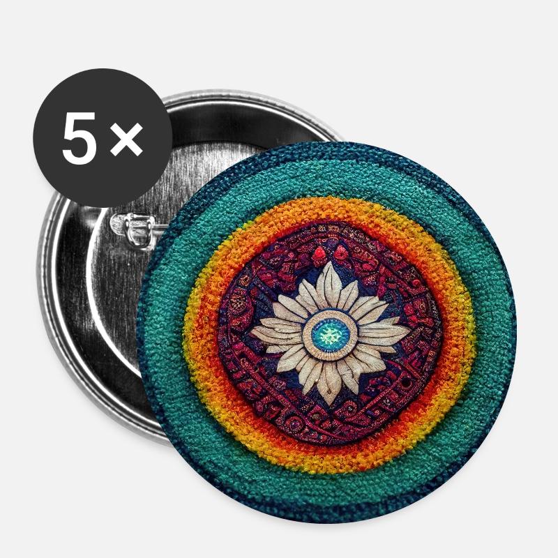 Boho Mandala Abstract - Buttons small 1''/25 mm (5-pack) - white