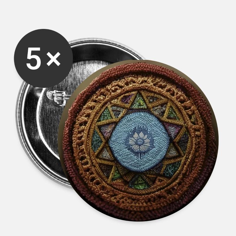 Boho Mandala Abstract - Buttons klein 25 mm (5er Pack) - Weiß