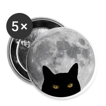 Chat dans la lune - Lot de 5 petits badges (25 mm) - blanc - Devant