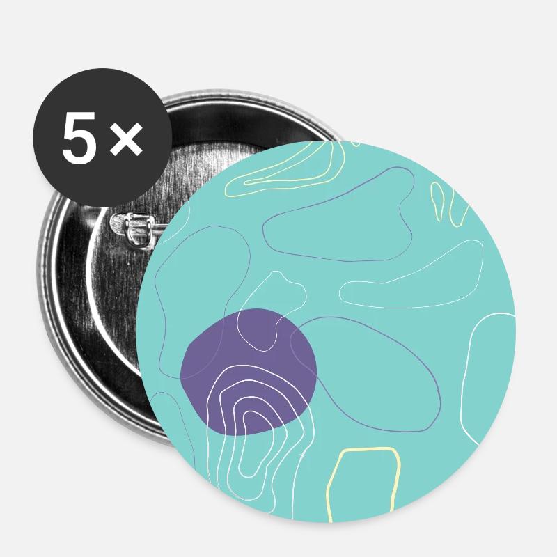 Abstract Pattern Topography Green and Indigo - Buttons small 1''/25 mm (5-pack) - white