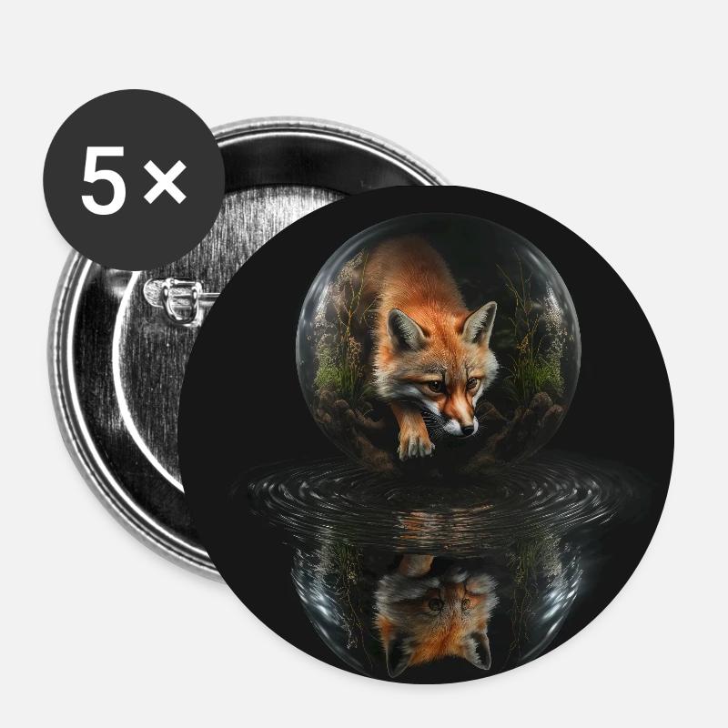 Foxsphere - Fuchssphere - Buttons klein 25 mm (5er Pack) - Weiß