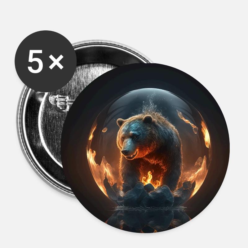 Bearsphere - Bärsphere - Lot de 5 petits badges (25 mm) - blanc