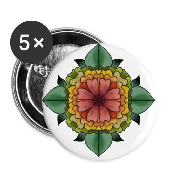 Mandala gezeichnet - Buttons klein 25 mm (5er Pack) - Weiß - Vorne