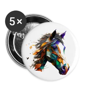Art de la tête de cheval - Lot de 5 petits badges (25 mm) - blanc - Devant