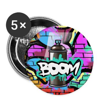 Grafitti Boom spray can - Buttons small 1''/25 mm (5-pack) - white - Front