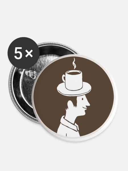 Kaffeehut Mann - Buttons klein 25 mm (5er Pack) - Weiß