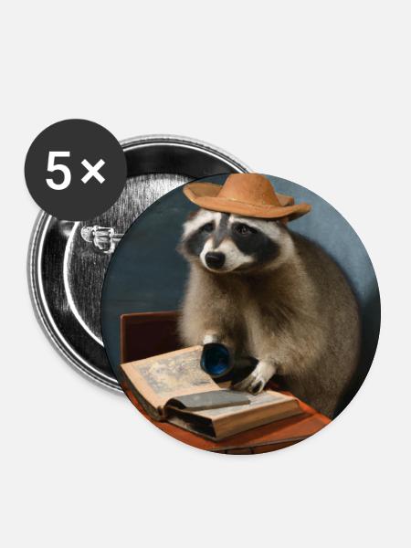 lookylooky Racoon - Buttons klein 25 mm (5er Pack) - Weiß