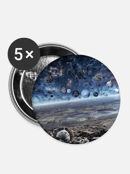 Zerstörte Erde - Buttons klein 25 mm (5er Pack) - Weiß