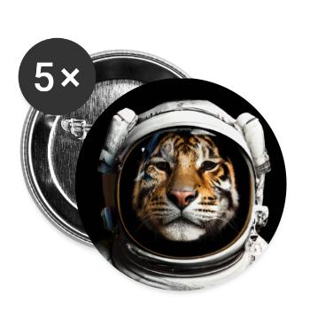 Astronauten Tiger Design für Geschenke - Buttons klein 25 mm (5er Pack) - Weiß - Vorne