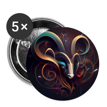 Signe astrologique: Bélier - Lot de 5 petits badges (25 mm) - blanc - Devant