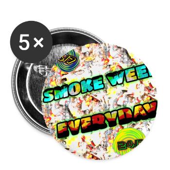 Smoke hashish every day - WeedPicture_1 - 2023 - Buttons small 1''/25 mm (5-pack) - white - Front