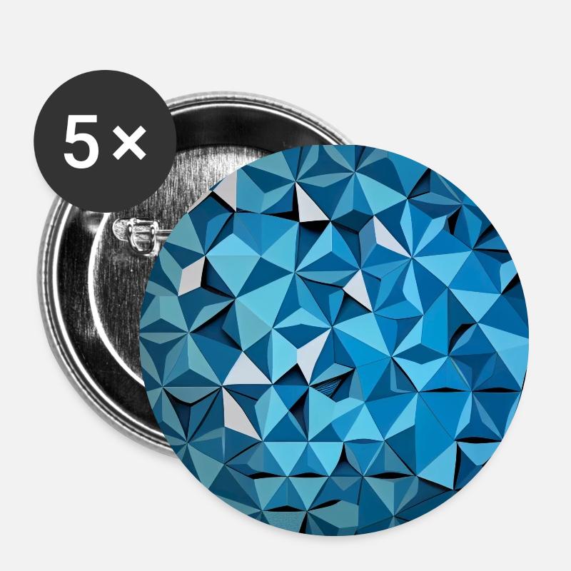 Geometric Blue Hexagon - Buttons small 1''/25 mm (5-pack) - white