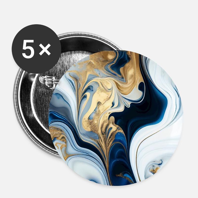 Blue Marbles - Buttons small 1''/25 mm (5-pack) - white