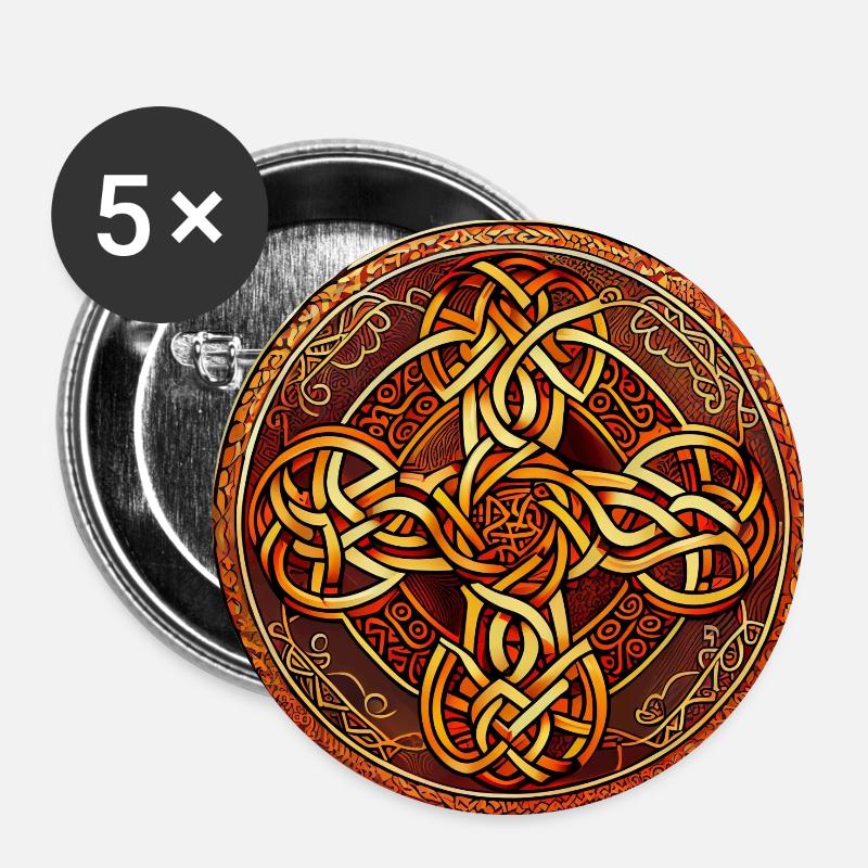 Skandinavisches keltisches Muster - Buttons klein 25 mm (5er Pack) - Weiß