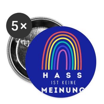 Regenbogen Hass ist keine Meinung - Buttons klein 25 mm (5er Pack) - Weiß - Vorne