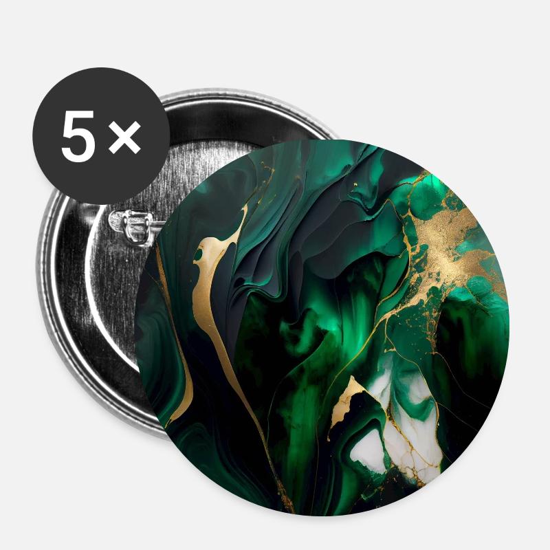 Modern Emerald Green Marble - Buttons small 1''/25 mm (5-pack) - white
