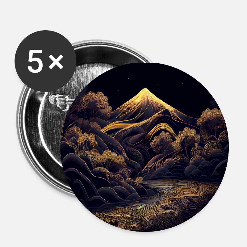 Japanese Mountain - Buttons small 1''/25 mm (5-pack) - white