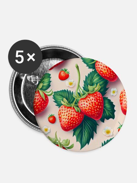 Süße Erdbeere Modern - Buttons klein 25 mm (5er Pack) - Weiß
