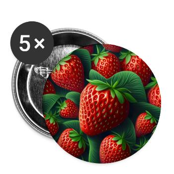 Moderne rote Erdbeerblätter - Buttons klein 25 mm (5er Pack) - Weiß - Vorne