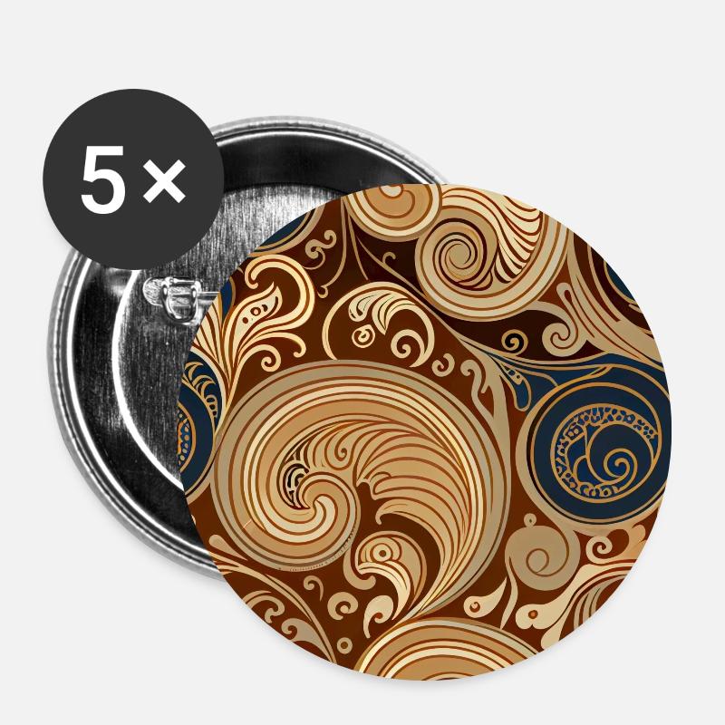 Earthy Tones Swirle Yellow - Buttons small 1''/25 mm (5-pack) - white