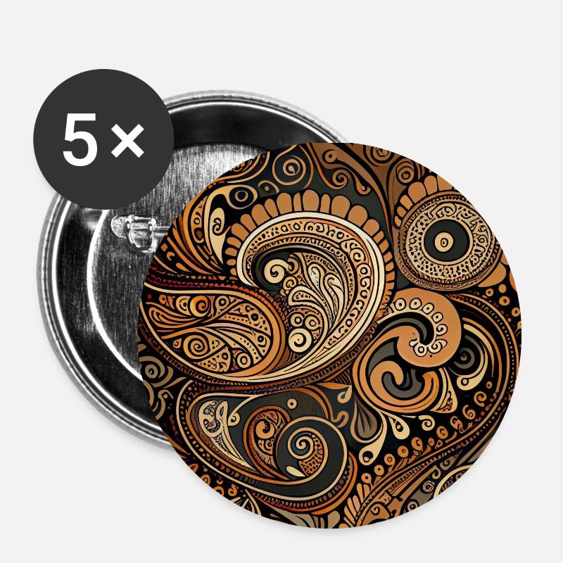 Wirbelgelbe Farben - Buttons klein 25 mm (5er Pack) - Weiß