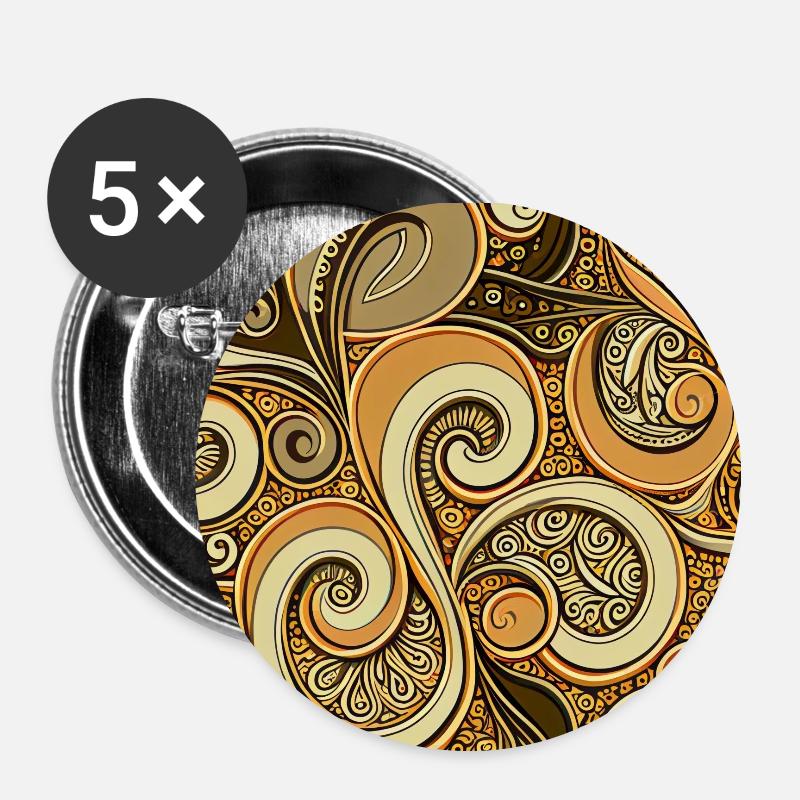 Wirbel Geometrische Zusammenfassung - Buttons klein 25 mm (5er Pack) - Weiß