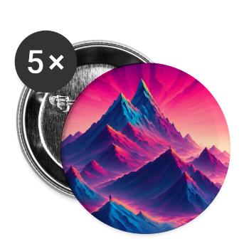 Pic de montagne au lever du soleil - Lot de 5 petits badges (25 mm) - blanc - Devant