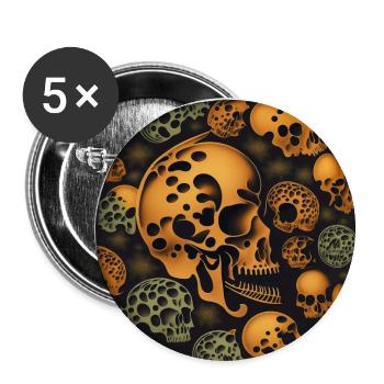 Art du crâne - Lot de 5 petits badges (25 mm) - blanc - Devant