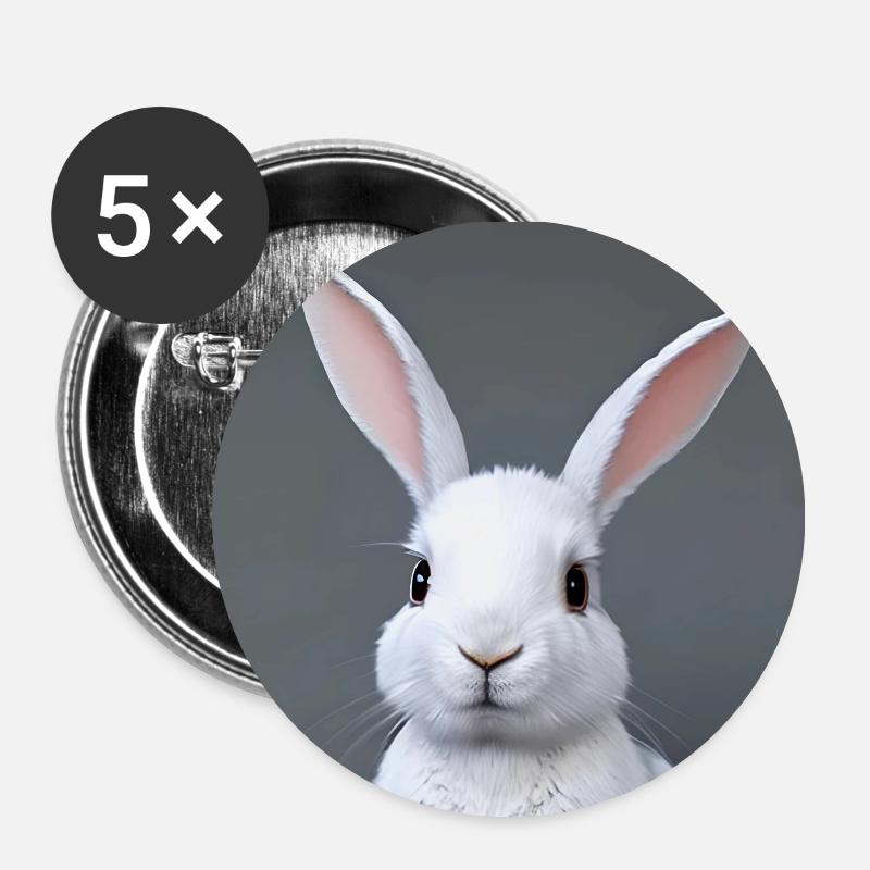 Niedlicher Hase Osterhase - Buttons klein 25 mm (5er Pack) - Weiß
