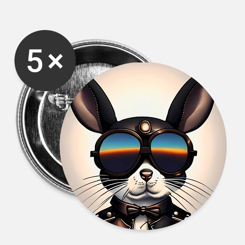 Crazy Easter Sunglasses Glasses - Buttons small 1''/25 mm (5-pack) - white