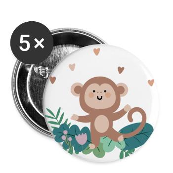 Dancing monkey in the jungle | Boho Safari Tour - Buttons small 1''/25 mm (5-pack) - white - Front