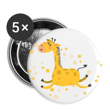 Giraffe mit Sternen | Modern | Boho-Style Kinder - Buttons klein 25 mm (5er Pack) - Weiß - Vorne